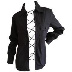 Yves Saint Laurent Black Lace Up Safari Shirt by Tom Ford 10