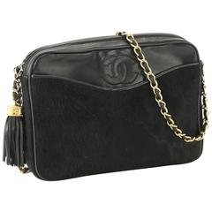 Vintage Chanel Camera Black Ponyhair Leather CC Gold Chain Crossbody Bag