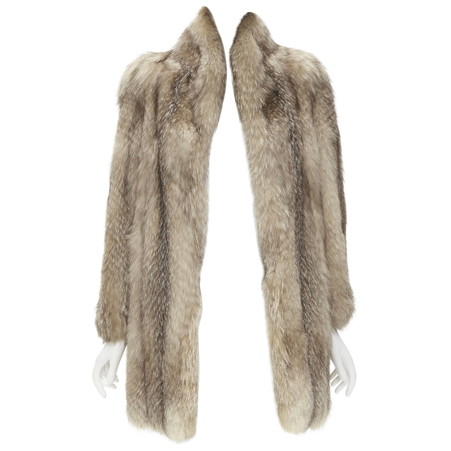 CORNELIUS brown fur shawl collar long sleeve hook eye fur jacket For Sale