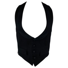 BAND OF OUTSIDERS Size 38 Black Silk Shawl Collar Vest