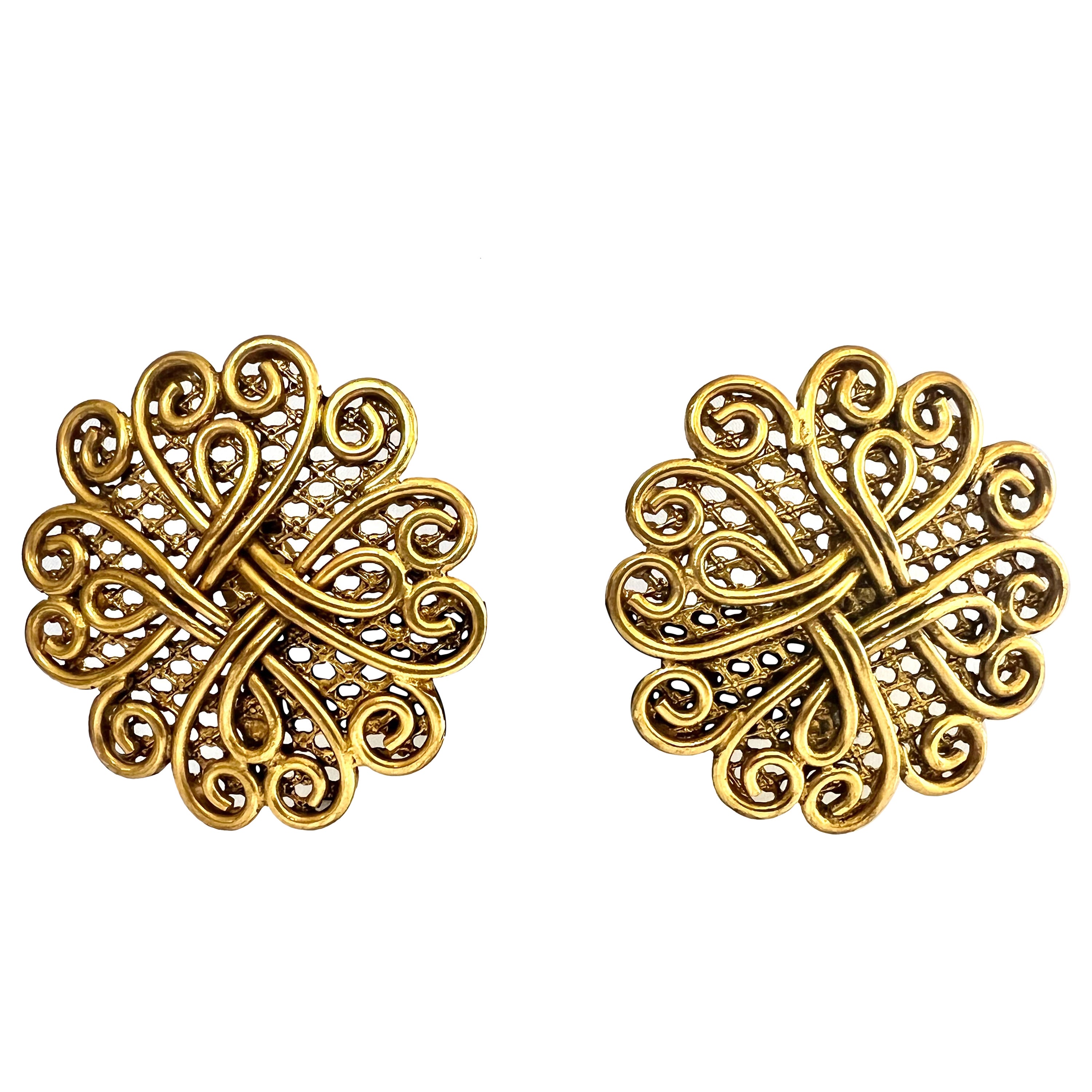 Boucles d'oreilles Isabel Canovas de style mauresque doré  en vente