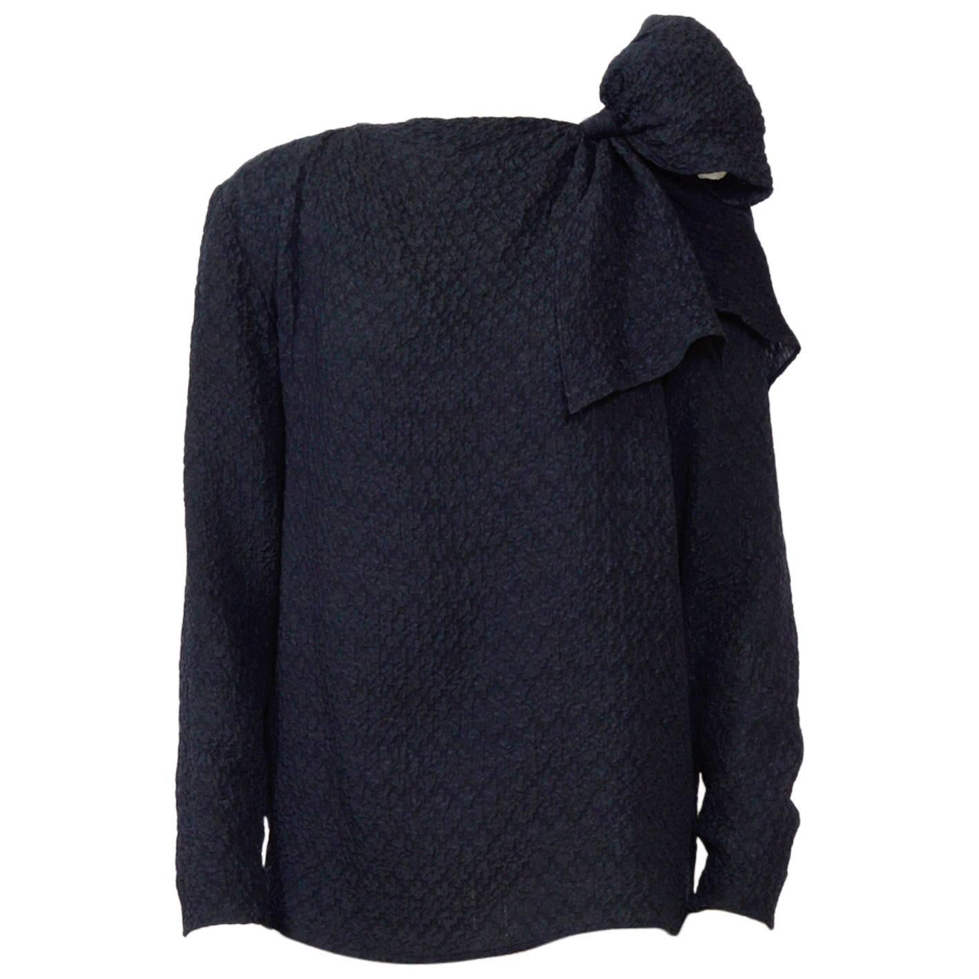 Vintage 1970s Yves saint Laurent black silk blouse