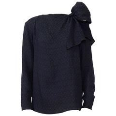Vintage 70's YVES SAINT LAURENT Black Silk Blouse. 3