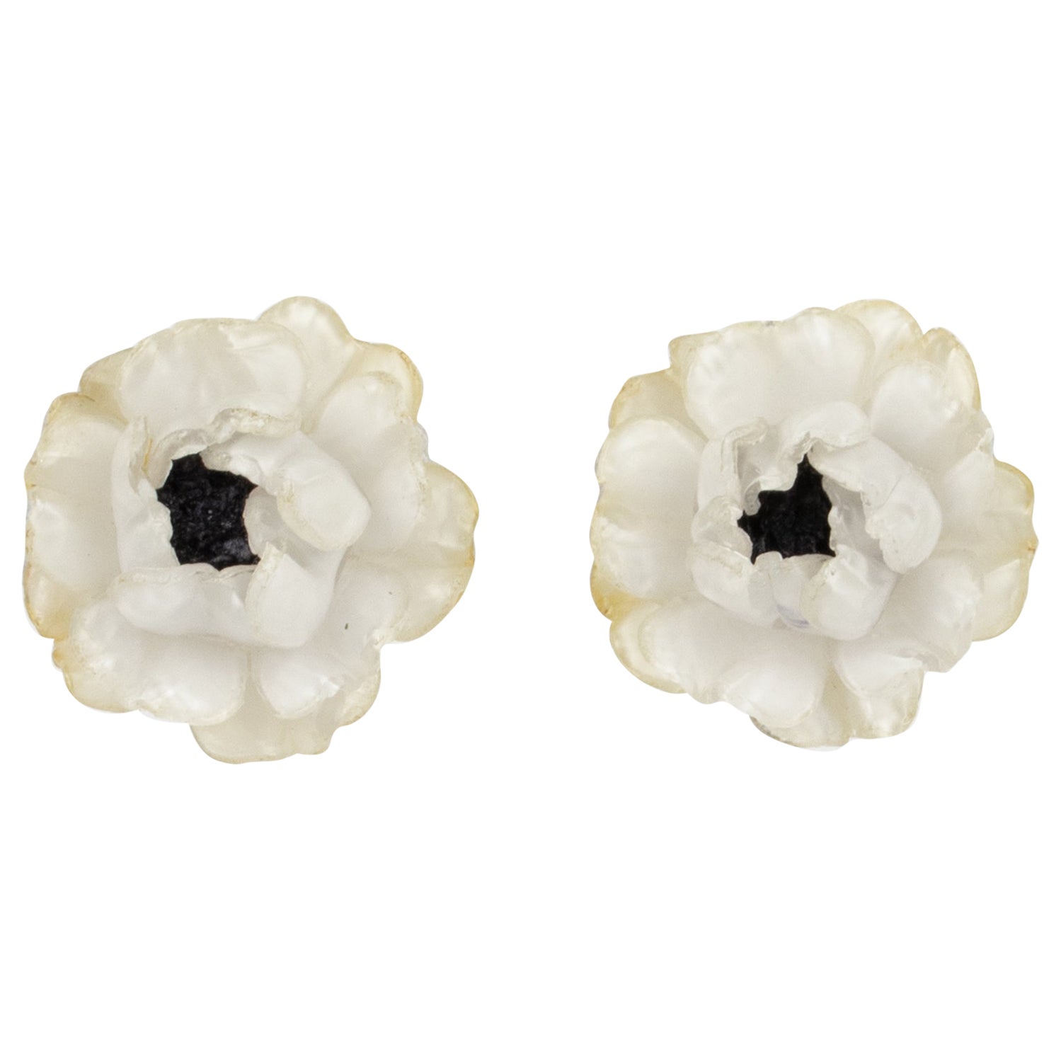 Cilea Paris White Rose Resin Clip Earrings For Sale