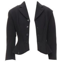 rare JUNYA WATANABE 1999 Runway black neoprene transformable blazer jacket S