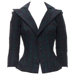 JUNYA WATANABE 1996 Vintage Blazer aus grünem Plaid mit dekonstruierten Platten S