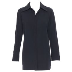 vintage GUCCI TOM FORD 1996 black rayon nylon wide collar casual long shirt IT38