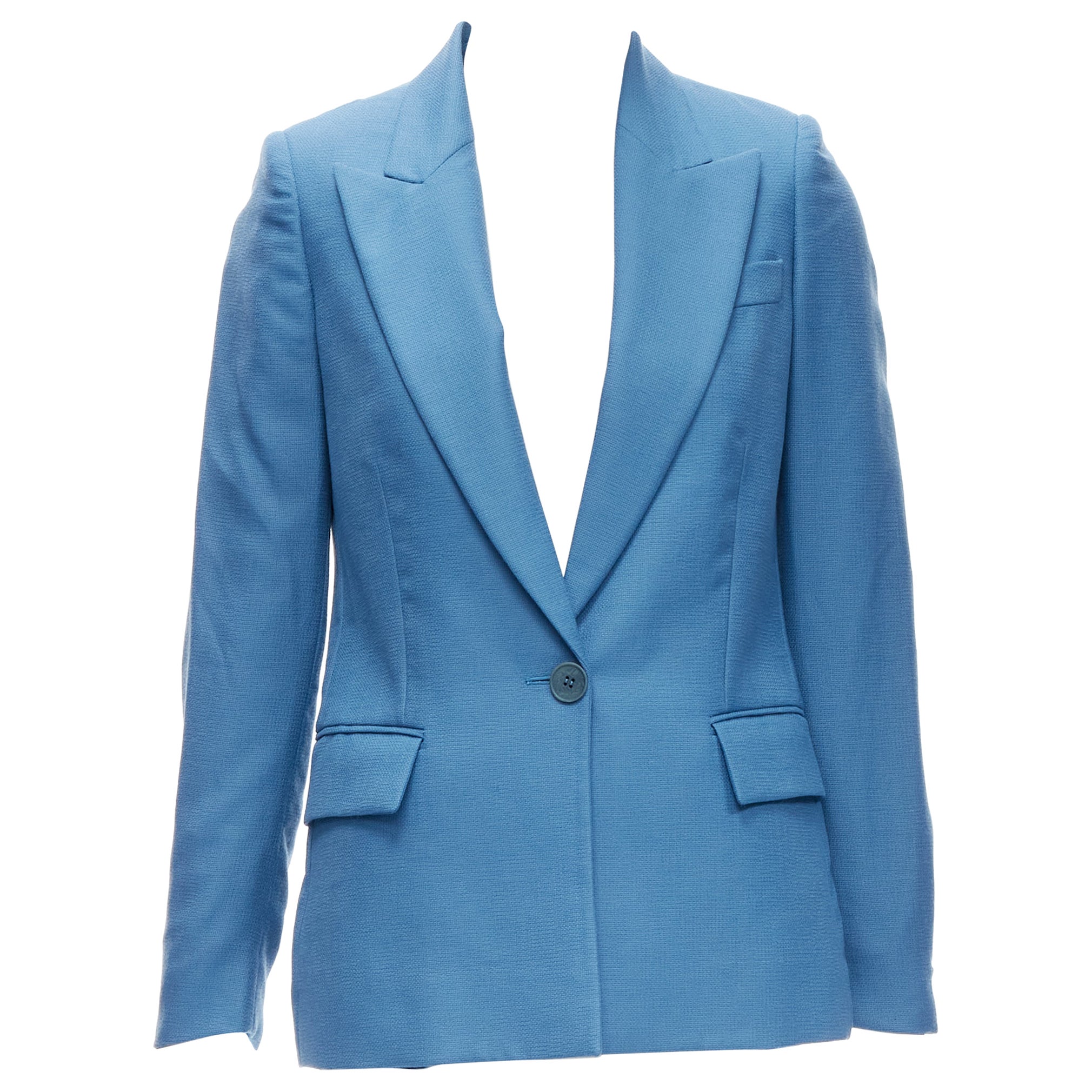 STELLA MCCARTNEY 2010 blue 100% wool rubberised buttons  blazer jacket IT36 XXS For Sale
