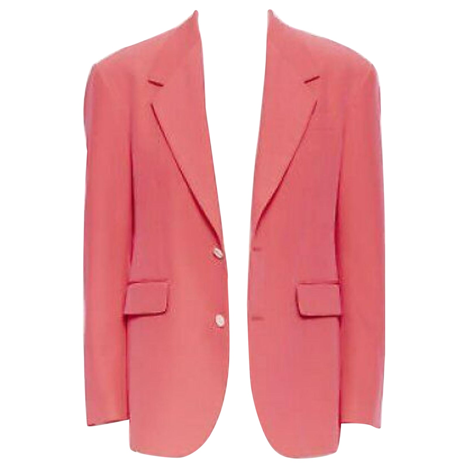 VERSACE 2019 Runway shocking neon pink oversized blazer jacket EU48 M