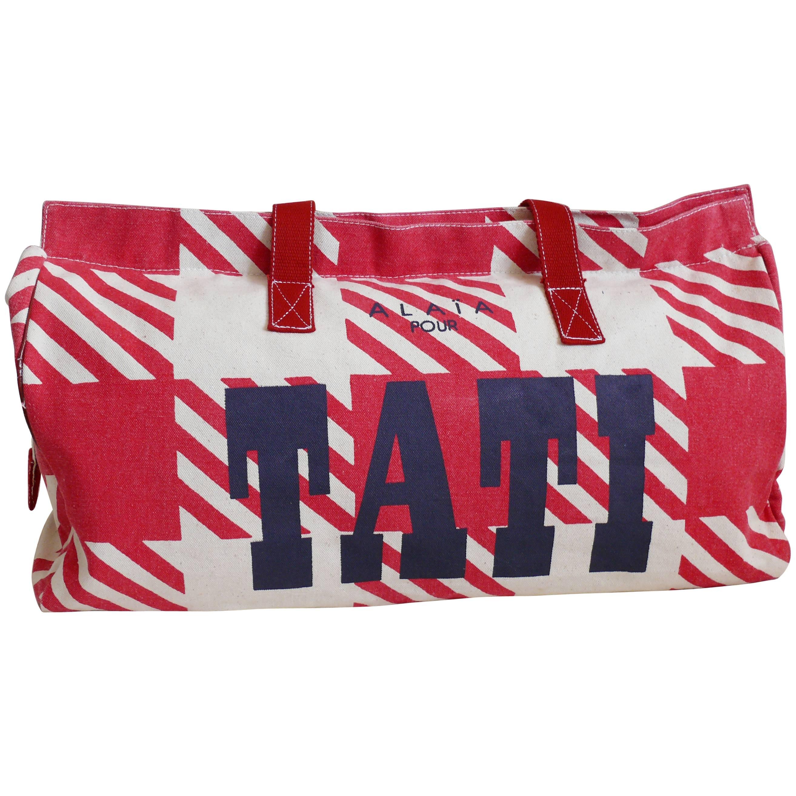 Azzedine Alaia Vintage 1991 Rare Iconic Tati Collection Canvas Tote Bag at  1stDibs | tati bag, azzedine alaia tati, tati bags