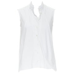 MAISON RABIH KAYROUZ white cotton collarless crossover open back shirt FR36 XS