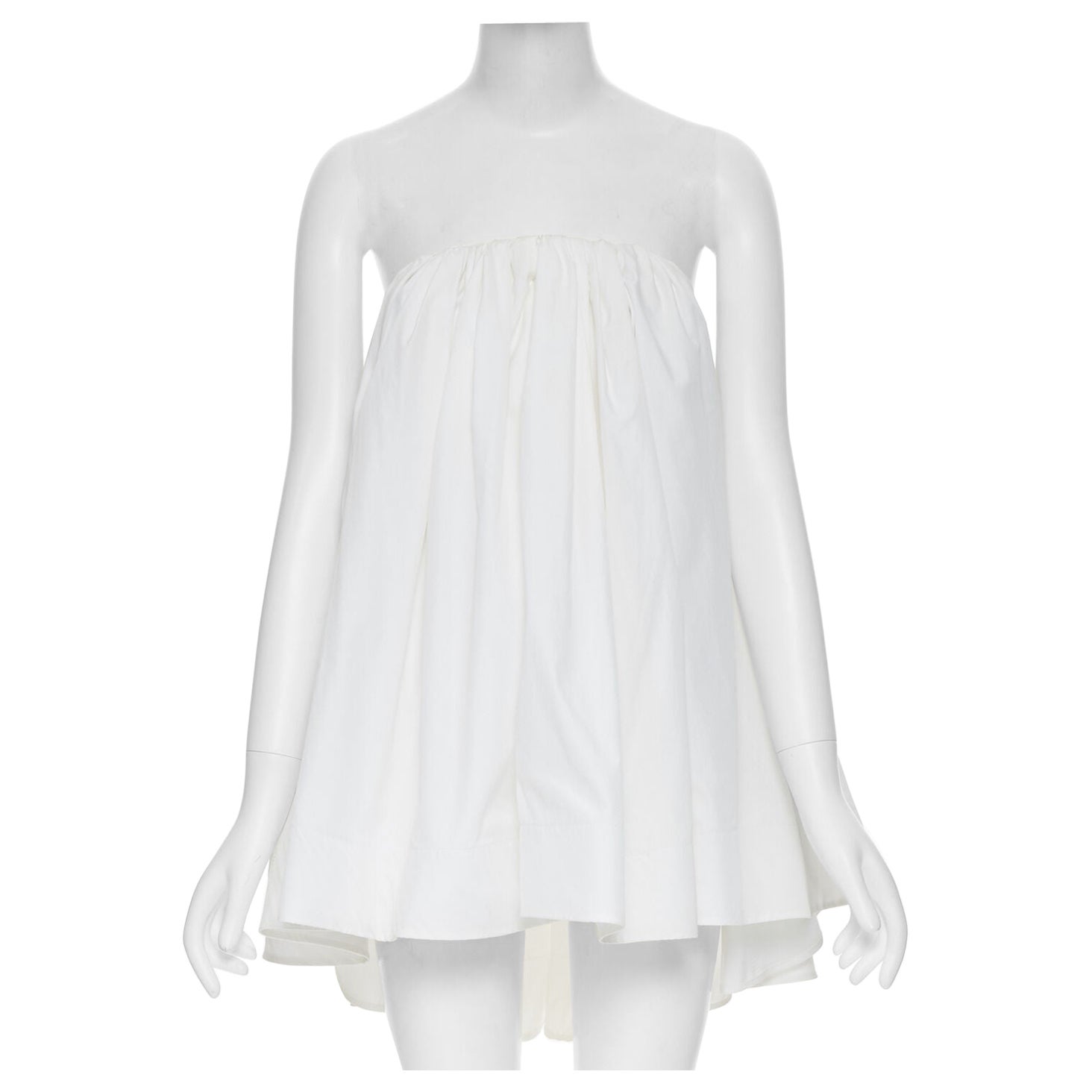 MATICEVSKI 2016 Profound Top white cotton boned corset strapless flared top XS For Sale