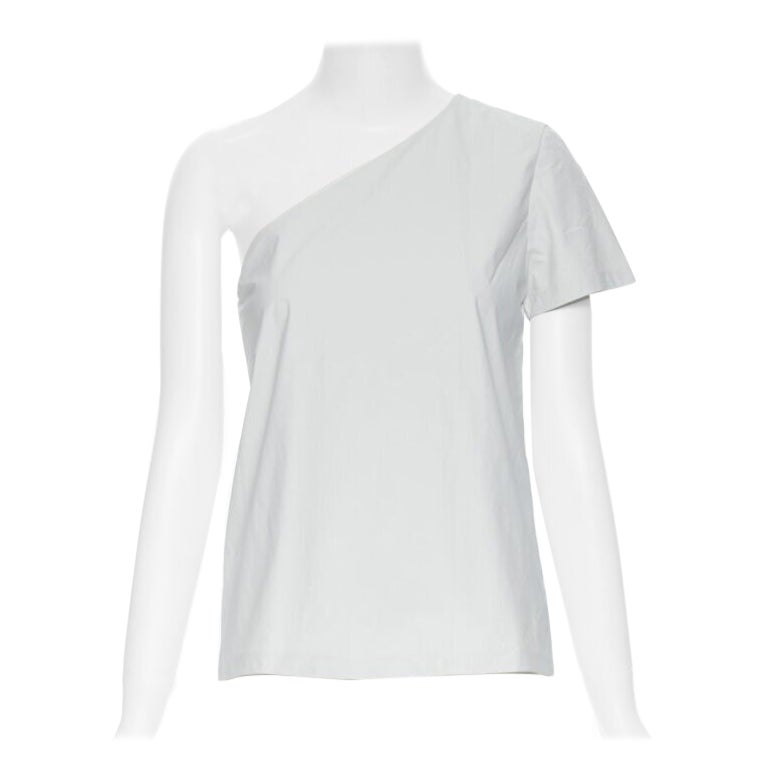 new MAX MARA white coated cotton one shoulder asymmetric top S For Sale