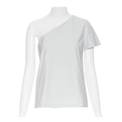 new MAX MARA white coated cotton one shoulder asymmetric top S