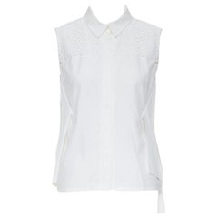 PETER PILOTTO white cotton embroidery anglaise panelled panel sleeveless shirt S