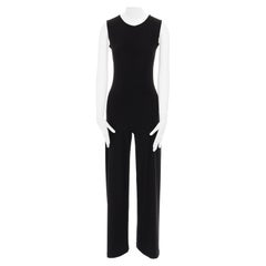 KAMALI KULTURE black stretch polyester spandex wide leg jumpsuit XS US2 UK6 FR34