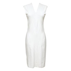 FENDI Vestido Blanco Punto Viscosa Sin Mangas Cuello en V Sz 40