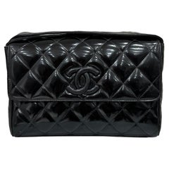 Chanel Vintage Black Patent Leather Shoulder Bag 