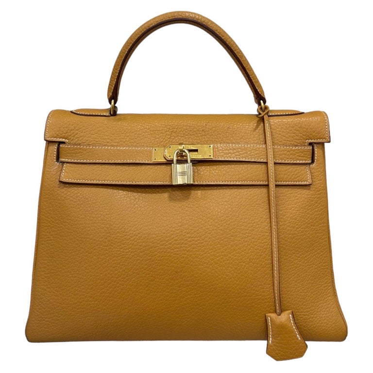 1993 Hermès Kelly 32 Fjord Jaune Ambre Top Handle Bag For Sale at 1stDibs