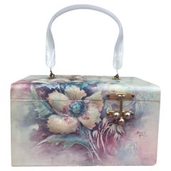 1970s Sonie Ames Rose Painted and Textured Box Purse 