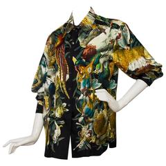 1980s Hermes Silk Blouse with Nature Morte Print