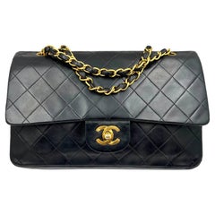 Chanel Retro Classic Timeless Double Flap Lambskin 10″ Shoulder Bag  