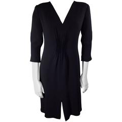 Giorgio Armani Black Crepe Mid Length Front Slit Dress