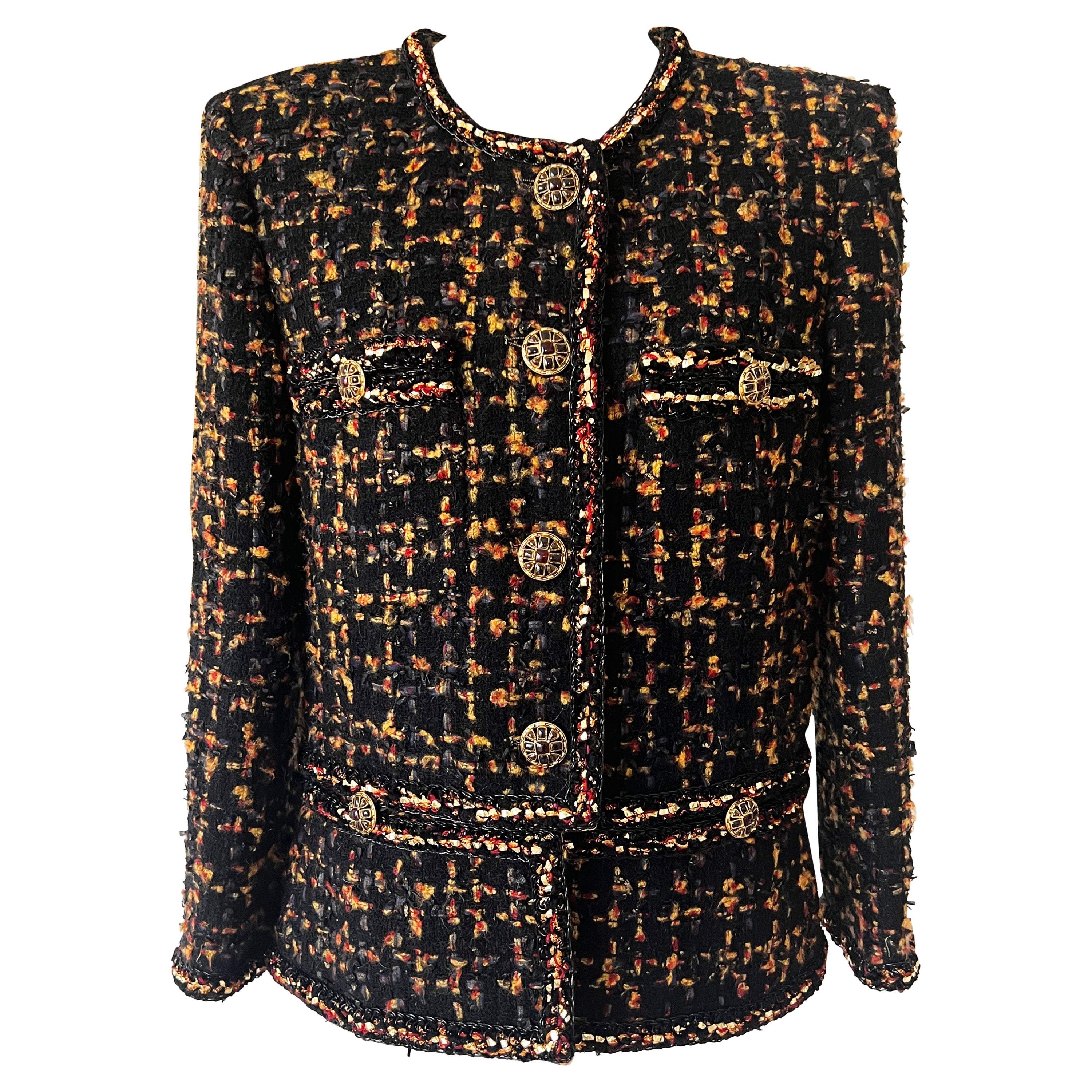 Chanel 2014 14s Single Button Tweed Coat Jacket