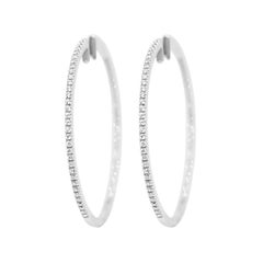 Large Hoop Earrings in Recycled Gold with White Diamonds