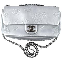 Chanel Jumbo Lucky Charm Bag - 2015 Silver Leather Handbag CC Precious Symbols