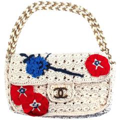 Chanel Knit Camellia Bag - New w/Tags - Crotchet Chain CC Gold Suede Handbag 10P