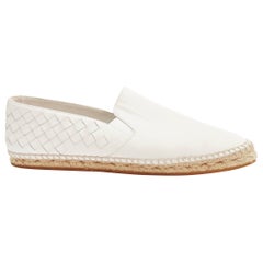 BOTTEGA VENETA white intrecciato woven leather espadrille flats shoes EU37