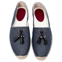 new CHRISTIAN LOUBOUTIN Papiougomme blue denim stud tassel espadrille shoes EU42