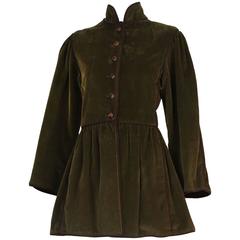 1970's Yves Saint Laurent YSL Russian Collection Green Corduroy Jacket