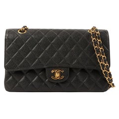 Vintage Chanel Around 2000 Made Caviar Skin Classic Flap Chain Bag 25Cm Black