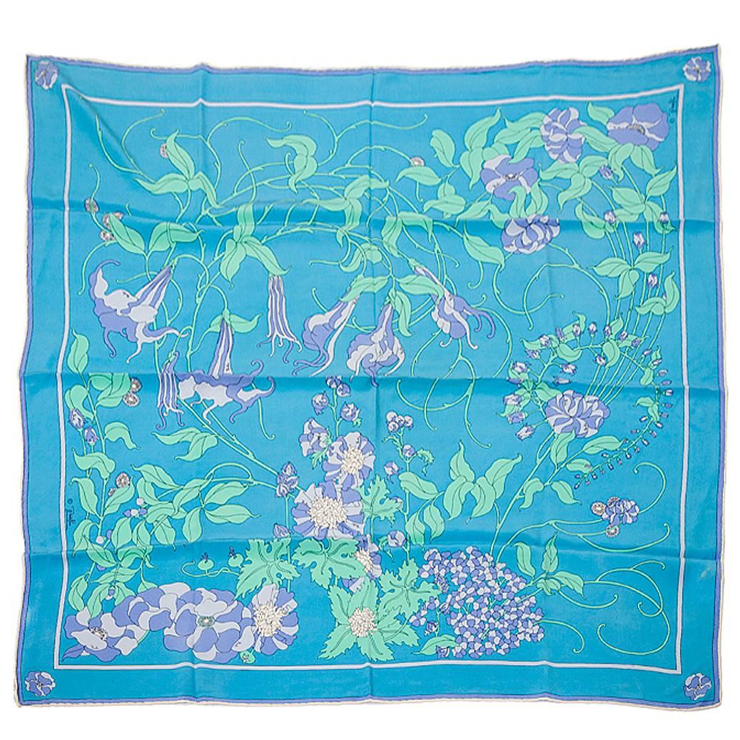 Emilio Pucci Printed Silk Scarf For Sale