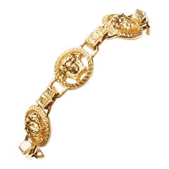 GIANNI VERSACE Vintage gold tone Medusa greca chain clasp bracelet