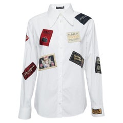 Dolce & Gabbana White Cotton Patch Button Down Shirt M