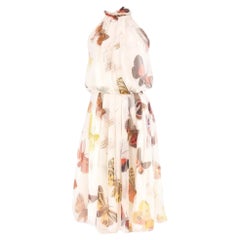 2005 Vintage Alexander McQueen butterfly print chiffon dress