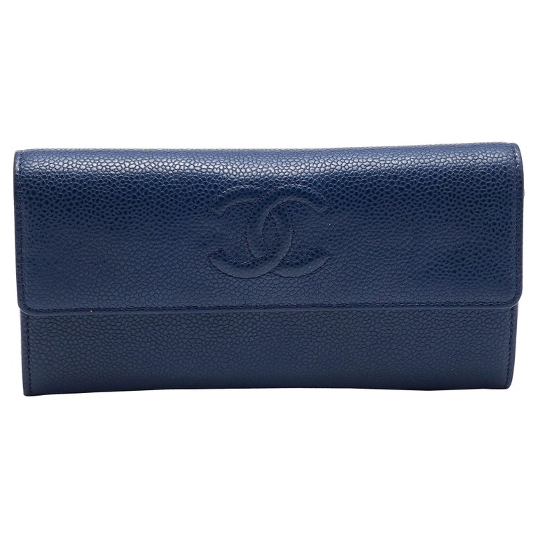 Chanel Blue Quilted Caviar Leather CC Flap Wallet at 1stDibs