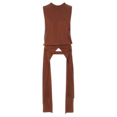 runway CHLOE 2018 brick knitted wrap belted slit front maxi sweater vest M