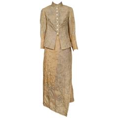 Vintage Dries Van Noten Khaki Embroidered Sari Suit
