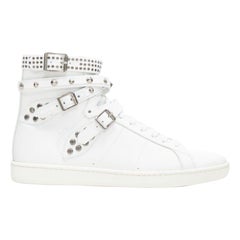 new SAINT LAURENT Court Classic SI16H white silver stud high top sneaker EU42