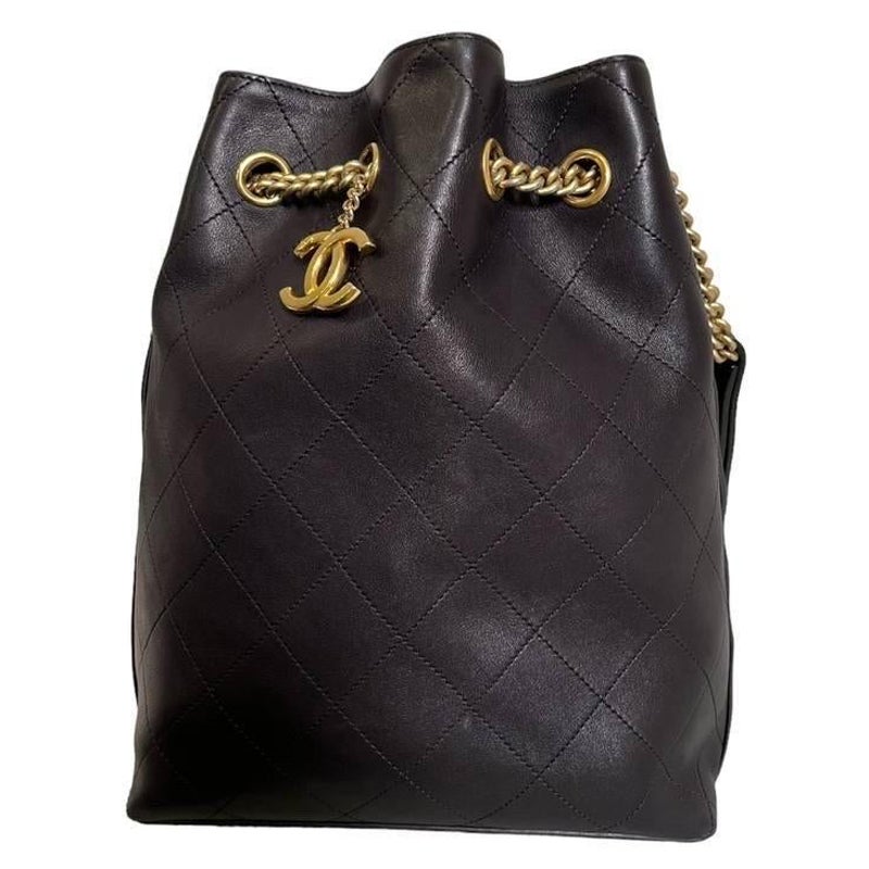 2016 Chanel Black Quilted Bucket Shoulder Bag For Sale
