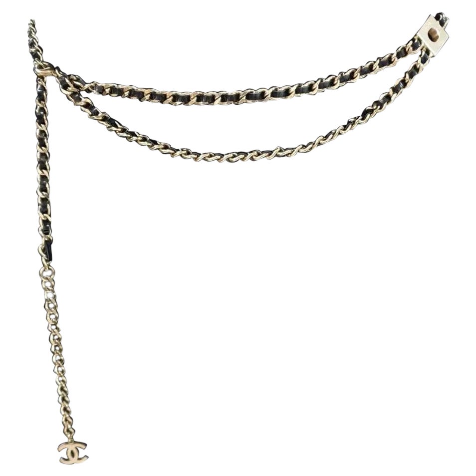 Chanel CC B17P Leather Chain Long Necklace Belt 
