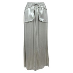 Chanel Silver Metallic Long Skirt with Pockets Size 38 FR