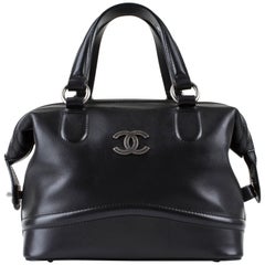 CHANEL Black Calf Leather "Country Ride" Bowler Doctor Satchel Handbag Rare