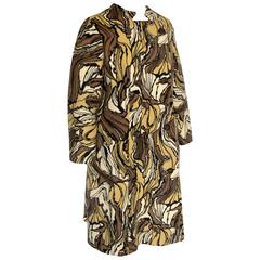 Rare Burke-Amey Wool Coat Sculptural Collar Tzaims Luksus Abstract Print 60s M 7