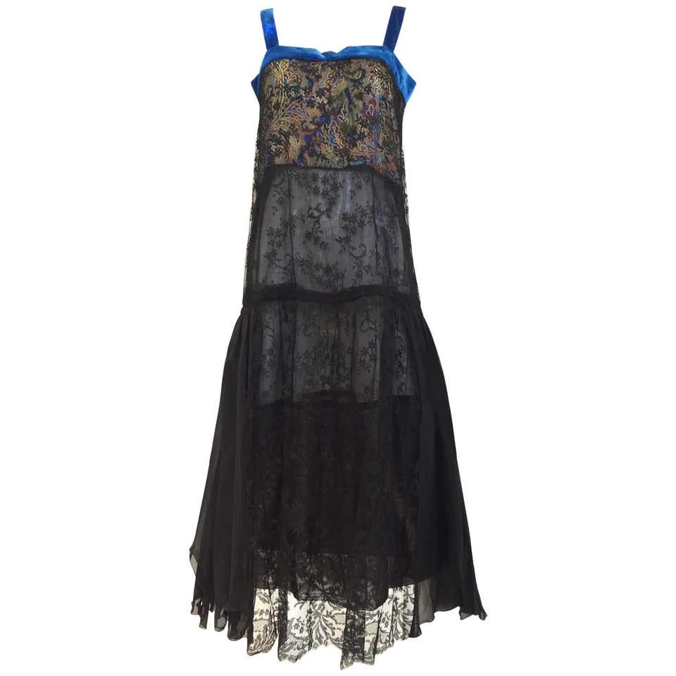 Vintage 1960s 60s Tiered Cut Out Eyelet Taffeta Black Lace Party Dress ...