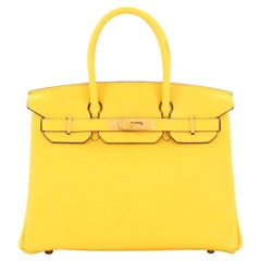 Hermes Birkin Handbag Jaune De Naples Novillo with Gold Hardware 30